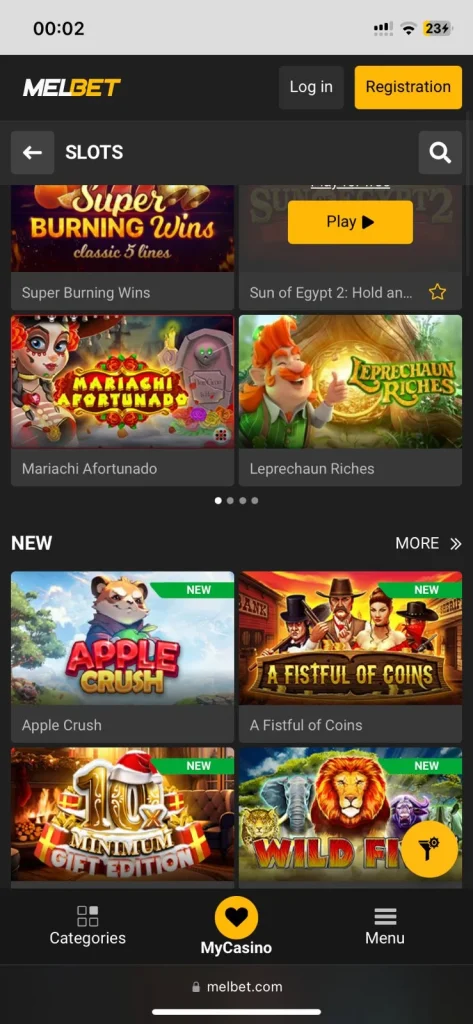 screenshot 3 of the Melbet app casino